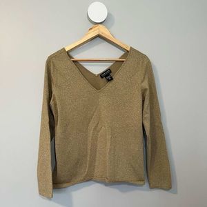 NY&Co gold long sleeve v-neck sz S